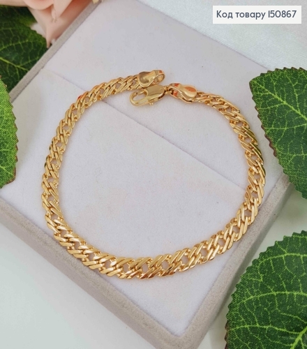 Браслет двойное ромбовое плетение, шир.5мм, дл.19см, Xuping 18К 150867 фото 1