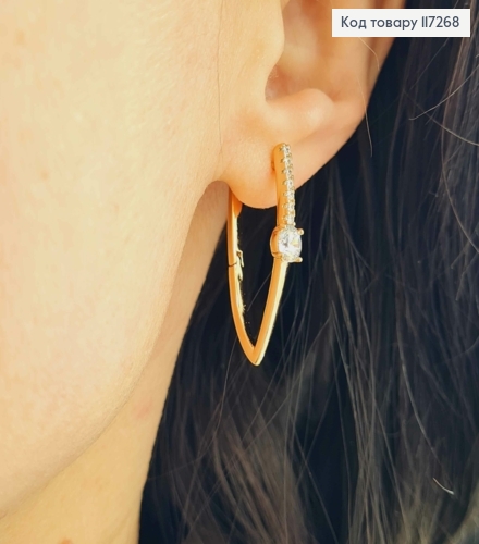 Серьги СТРЕЛЫ с одним большим камнем и маленькими камешками, длина 3см, англ. зам. XUPING 18K 117268 фото 2