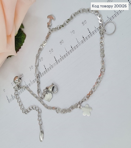 Браслет на ногу родированый Морские мотивы, длина 23+5см, Xuping 200126 фото 1