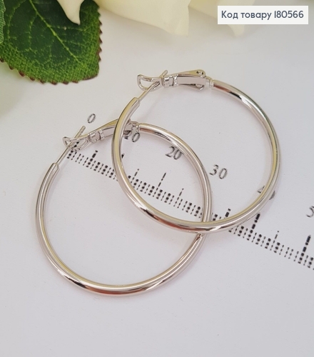 Серьги кольца 3,5см родированы Xuping 180566 фото 1