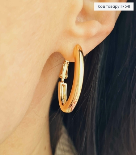 Серьги Овальные, ширина 4мм, длина 2,7см, англ. застежка, Xuping 18K 117341 фото 2