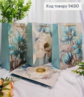 Пакет бумажный "Цветки" с Золотым тиснением, 32*26*10см, в ассортименте 541210 фото