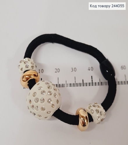 Резинка чорна з великими бусинками 244055 фото 1