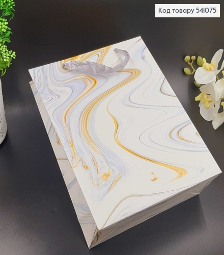 Пакет паперовий білий  мармур 32х26 см в ас. 541075 фото 2