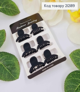 Краб пластик, дуга, матовый, чёрного цвета, 2,5см. Набор 6шт. 212189 фото