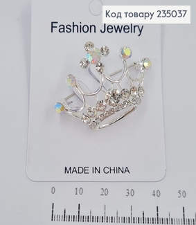 ¶Брошь металл срибнаКорона с перламутровыми камнями 235037 фото