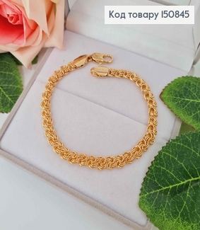 Браслет плетения бисмарк тройной, дл. 19см, шир. 6мм, Xuping 18К 150845 фото