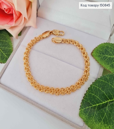 Браслет плетения бисмарк тройной, дл. 19см, шир. 6мм, Xuping 18К 150845 фото 1