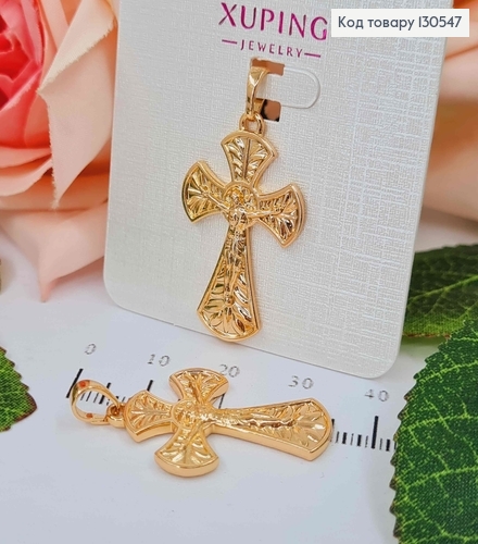 Крестик с распятием, тисненый. 2,5*1,8см, Xuping 18K 130547 фото 1