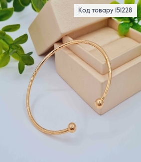 Браслет овальный, с тиснением и двумя шариками, длина 18см, диаметр 57мм, Xuping 18K. 151228 фото