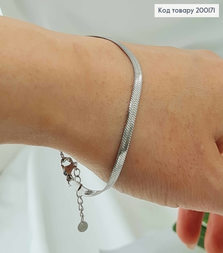 Браслет родованный, плоский снейк, дл. 20+3см, Xuping 200171 фото 1