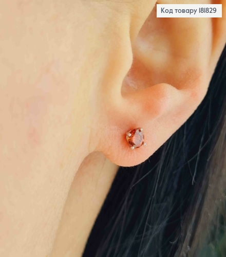 Серьги гвоздики с Красным камнем, 0,4 см, XUPING 181829 фото 1