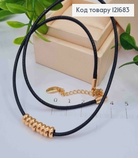 Шнур плетеный глянцевый, с пятью шармиками, дл. 40+5см, Xuping 18K 121683 фото