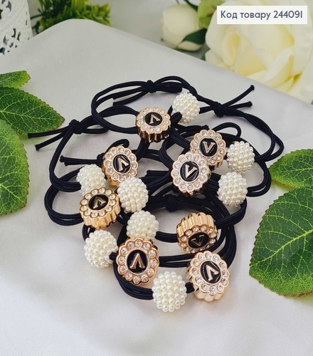 Набор резинок черных с бусинами в жемчужинах 244091 фото 1