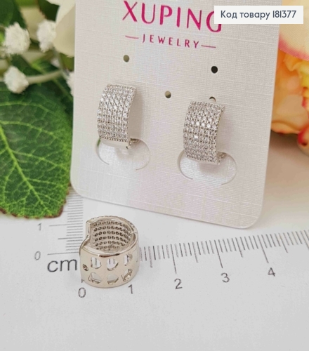 Сережки родовані, кільця 1см, в камінцях, шир. 7мм, Xuping 181377 фото 2