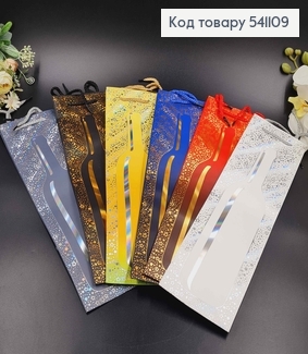 Пакет бумажный "Бутылка со звездочками" 38*11*11см в ассорт. 541109 фото