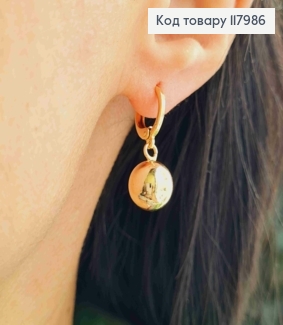 Серьги кольца (1,2см) с подвесным шариком (1см), Xuping 18K 117986 фото