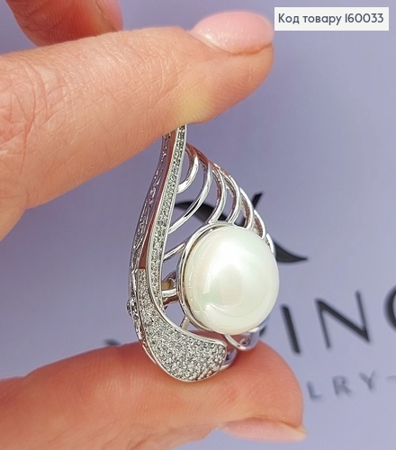 Брошка  з бусинкою та камінцями   Xuping 18к 160033 фото 1