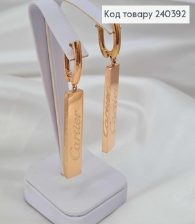 Серьги золотого цвета, с подвеской "Картье", 3,5см, англ. сталь Stainless Steel 240392 фото