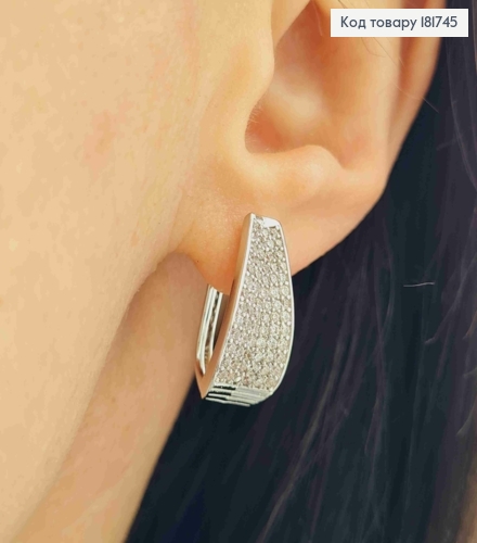 Сережки родовані Овальні прикрашені Блискучими камінцями, 2см, англ. застібка, Xuping 181745 фото 1