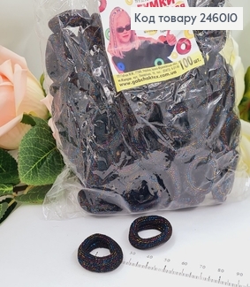 Резинка калуш мікрофібра 2,5см чорні з люрексом 100 шт/уп 246010 фото