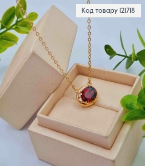 Цепочка ЯКОРНОЕ плетение с овальным Красным камнем, длина 45+5см, Xuping 18К 121718 фото