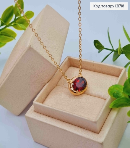 Цепочка ЯКОРНОЕ плетение с овальным Красным камнем, длина 45+5см, Xuping 18К 121718 фото 1