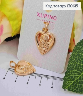 Иконка-Ладанка, "Сердце" Богородица с Иисусиком, 2*1,7см, Xuping 18K 130615 фото