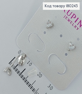 Серьги гвоздики   с камушком 0,5 см родированые медзолото Xuping  180243 фото