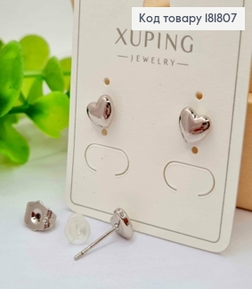 Серьги гвоздики "Объемное Сердце", 0,6см, Xuping 181807 фото