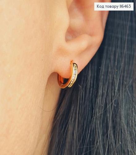 Серьги кольца 1см, с цветными пастельными камешками, Xuping 18К 116463 фото 2