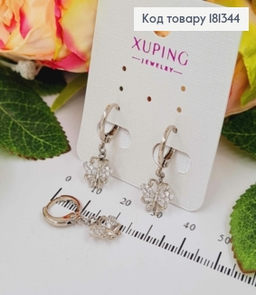 Серьги кольца 1см, с подвеской ажурной бабочкой с камешками, Xuping 18К 181344 фото