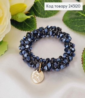 Резинка 5,5см  з  Перламутрово-Графітовим  стіклярусом 243120 фото