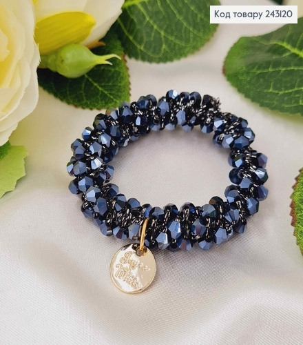 Резинка 5,5см  з  Перламутрово-Графітовим  стіклярусом 243120 фото 1