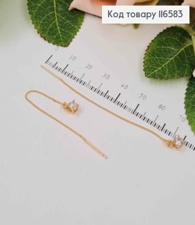 Серьги протяжки 7см, с квадратным камешком 4мм. Xuping 18K 116583 фото