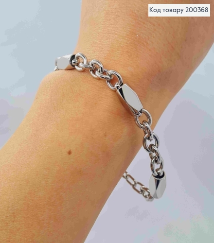 Браслет родований ЯКІРНЕ плетіння з Фігурними вставками, довж 19см, Xuping 200368 фото 1