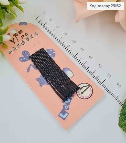 Невидимка (10шт) металл, черная 4,5см. 231162 фото 1