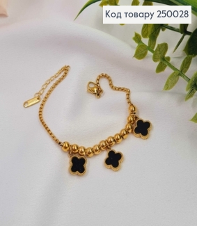 Браслет лимонного кольору, з Підвісками з Чорною емаллю, "Van Cleef", 17+5см, сталь Stainless Steel 250028 фото