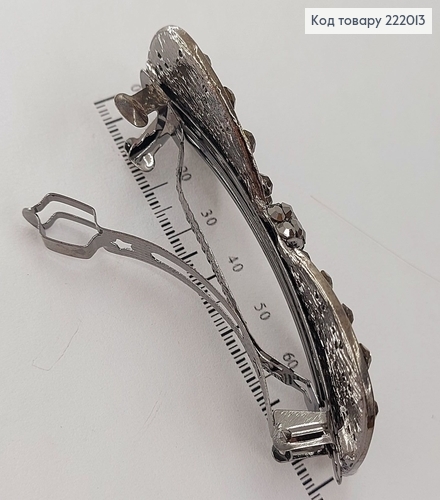 Заколка автомат металл черный бантик 8 см 222013 фото 2