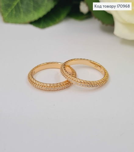 Кольцо, тоненькое плетеное с камнями, Xuping 18К 170968 фото 1