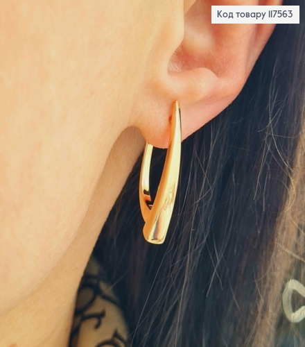 Серьги стрелы, широкие, классические, 2,8см, англ. застежка, Xuping 18К 117563 фото 3