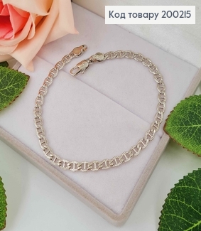 Браслет родований, плетіння пластинками, з різьбою, шир.4мм, довж. 20,5см, Xuping 200215 фото