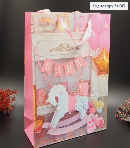 Пакет бумажный ,большой розовый, BABY 31х40х12см 541013 фото 2