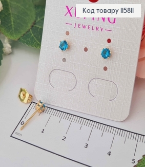 Серьги гвоздики с круглым камнем цвета, 4мм. Xuping 18K 115811 фото