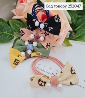 Резинка шнурок потрійний Бантик брендований з бусинками асор. 252047 фото