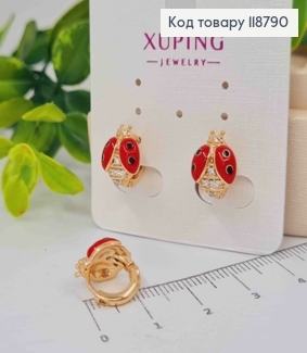 Серьги кольца (1см), "Бедрик" с Блестящими камешками (1,2см), XUPING 18K 118790 фото