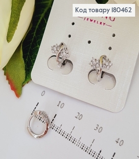 Серьги кольца 1 см два цветочка с камешками  родованные Xuping 180462 фото