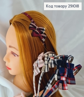 Обруч металл с тканью Школьный с бантиком 291018 фото