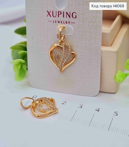 Кулон "Цветущее Сердце" украшен Блестящими камешками, 1,7см, Xuping 18К 141068 фото 1