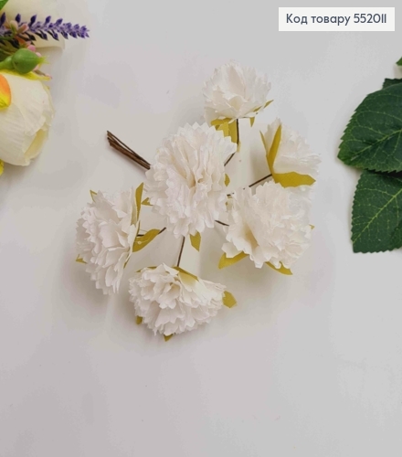 ВАСИЛЬОК (6шт/пучок) АЙВОРИ из ткани (4см) на дротиках 8см 552011 фото 1